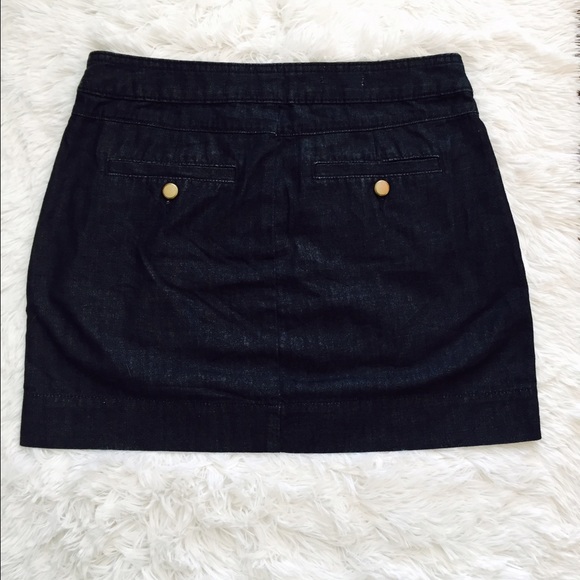 GAP 1969 Dark Denim Mini Skirt (25/0) Pockets Classic Button Preppy Straight - Picture 5 of 7